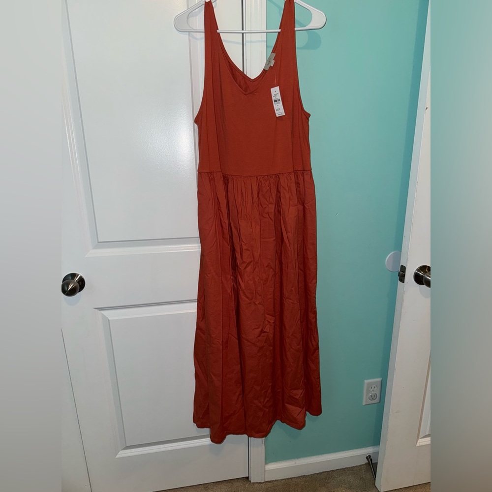 LOFT Sleeveless Maxi Dress in Warm Rust